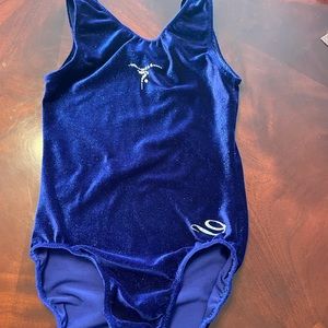 Dreamlight Soft Royal Blue Leotard with Cute Gymnast Rhinestone Design! Size AS.